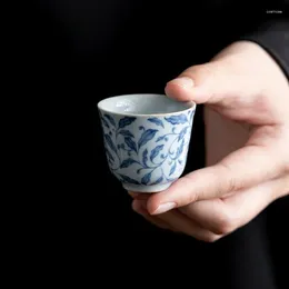 Cups Saucers 2pc/set Antique Blue And White Teacup Handmade Fragrance Cup Master Chinese Tea Household Cha Supplies Ornaments 30ml