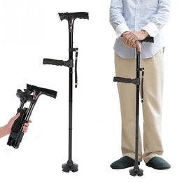 Collapsible Telescopic Folding Cane Elder Cane LED With alarm Walking Trusty Sticks Elder Crutches for Mothers the Elder Fathers240328