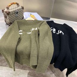 23 Autumn/winter New High Edition CE Patch Letter Simple Round Neck Thickened Knitted Sweater for Men and Women