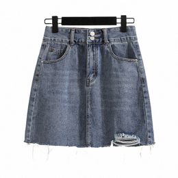 plus Size L-5XL Y2K Denim Blue A Line Skirt For Women High Waist 2023 Summer Sexy Tassel Mini Jean Skirts Female Large Clothing Y26Y#