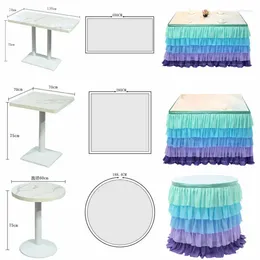 Table Skirt Faroot Arrival White Tulle Ruffled Decoration For Rectangle Round 5-layer Skirting Birthday Party