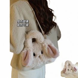 carto plush cute rabbit handbag female new niche girl purse hair crossbody shoulder bag 01-SB-mrkatz o1uv#