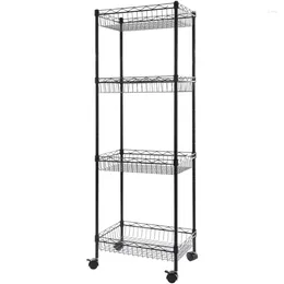 Kitchen Storage 4-Tier Metal Wire Shelving Rack With Baskets Adjustable Corner Shelf Organiser For Laundry Bathroom Pantry