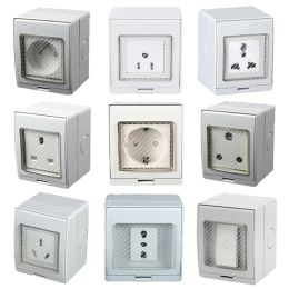 Universal AU UK US EU Outdoor Waterproof Wall Socket Isarel France Kitchen Anti-UV Surface Mount Socket Italy India Power Outlet