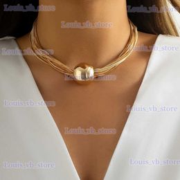 Pendant Necklaces 2022 Punk Style Gold Colour Metal Multilayer Box Chain Clavicle Necklace Ladies Hip Hop Round Necklaces Men Fashion Girls Jewellery T240330