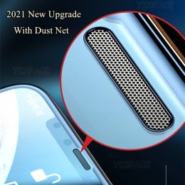 1-3Pcs Speaker Dust Filter 9H Tempered Glass For iPhone 15 14 13 12 mini 11 Pro Max X Xs XR SE 8 Plus Dustproof Screen Protector