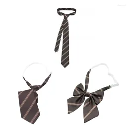 Bow Ties Student Striped Basic Small Necktie Men Women Decorative Long Skinny Uniform Tie Knot Free Soft Casual All-Match