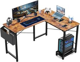 Modern L-Shaped Computer Desk Corner PC Laptop Table Study Office Workstation, Gaming Desk with Monitor Stand &Storage Bag