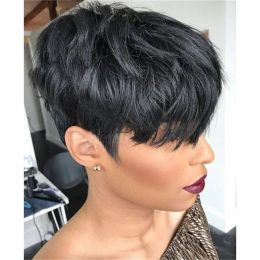 Pixie Cut Wig Pre Plucked Short Bob Straight Human Hair Wigs With Bundles For Black Women Machine Made Cheap 150% Brazilian Remy