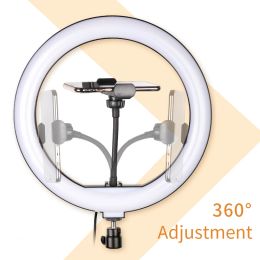 10Inch LED Selfie Ring Light With Tripod and Bluetooth Dimmable Phone Ring Lamp Photographic Lighting with Phone Holder for Live