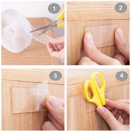 Transparent Double-Sided Nano Tape Household Products Bathroom Kitchen Waterproof Wall Stickers Reusable Washed Adhesive Tapes