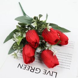 Decorative Flowers Simulation Flower Fake Tulip Bouquet Wedding Pography Decoration Home Interior