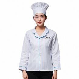 chef Uniform For Women Jacket Cooking Clothes Kitchen Shirt Suit Waitr Food Service Coat Girl Persalized Works Custom Logo 08oI#
