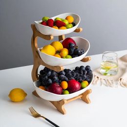 2024 Living Room Home Three-layer Plastic Fruit Plate Snack Dish Creative Modern Dried Fruit Basket Candy Cake Stand Bowl New Style