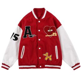 Giacche da uomo cca da college con ricamo a cuore rotto cappotto uomo Donna patchwork hip hop streetwear harajuku bomber da baseball drop de dhpkw