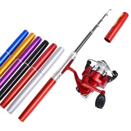 Combo 1M Mini Pocket Pen Shape Fishing Rod Portable Glass Telescopic Fishing Pole with Spinning Reel Combos Kit Pesca Bass