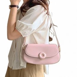 simple Women's Saddle Shoulder Bag Solid Colour Ladies Underarm Bags Flap Purse Vintage Handbags Female Small Menger Bag W3IP#