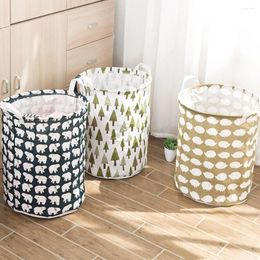 Laundry Bags Portable Foldable Basket Storage Bucket Cotton Linen Fabric Dirty Toy Clothes Room Organise