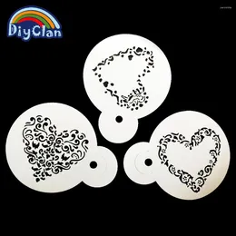 Baking Moulds Heart Shape Coffee Milk Wedding Cake Lace Decoration Cupcake Stencil Template Mould Barista Strew Spray