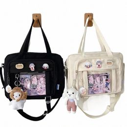 japanese High School Girls Crossbody Bags Nyl Book Bag Transparent Itabag Women Handbags JK Bag Secd Element Shoulder Bag i0uy#