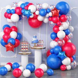 Party Decoration 2024Blue Red Balloon Garland Arch Kit White Confetti Balloons Baby Baptism Shower Birthday Wedding Bachelor Decoration2024