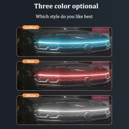 Dynamic Flowing White Red Iceblue Car Hood LED Day Time Light Strip Flexible Auto Engine Hood Guide Decorative Ambient Lamp 12v