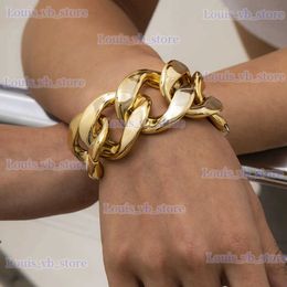 Bangle Retro Simple Hip Hop Thick Link Chain Bracelet Womens CCB Material Exaggerated Cool Twist Thicks Bracelets Glamour Girl Jewellery T240330