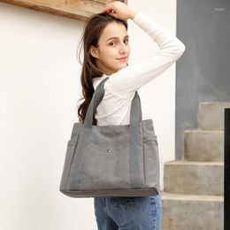 Bag Woman Canvas Handbags Casual Lady Big Capacity Shoulder Bags Girls Crossbody Pack Vintage Solid Multi-pocket Ladies Totes Bolsas