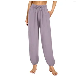 Women's Pants Comfortable Casual Solid Colour Slimming Elastic Waist Pocket Pyjama Home Leg Straight Women Sweatpants