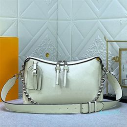 Designer Crossbody Bag Leather Detachable Strap Chain Metal Bottom Nail Hollow Letter Silver Hardware Women Handbags Purse Shoulder Bags