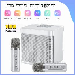 Speakers 100W Peak Wireless Bluetooth Karaoke Machine Family KTV Set With 2 Mics Outdoor Party Audio Equipment KD203 Portable Speakers