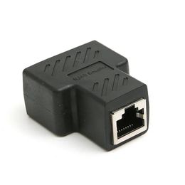 2024 new 1pc Black Ethernet Adapter Lan Cable Extender Splitter for Internet Connection Cat5 RJ45 Splitter Coupler Contact Modular Plug