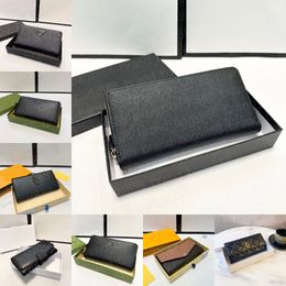 Top Luxury designer Men Women Casual Fashion Purse Famous brand Bag Credit Card Letter Plain Handbag Long Square clutch Wallet Zipper Standard Wallets Box