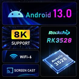 Woopker H96 Max Android 13 RK3528 TV Box 4K 8K 64GB 4GB 2.4G/5G WIFI-6 BT5.0 Media Player Tvbox TVs Receiver 2023 PK Android 12