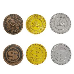 100pcs Pirates Gold Coins Plastic Gold Coins Props Game Accessary Funny Playing Toys For Kids Children Golden Silver Bronze Coin