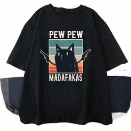 pew Madafakas Black Cat Graphic Print T Shirt Men Autum Winter Cott Short Sleeve Fi Streetwear Plus Size T Shirt Women U9Ni#