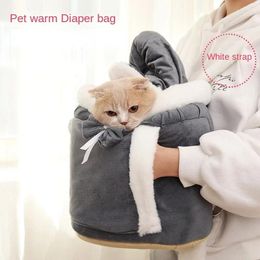 Cat Carriers Warm Pet Carrier Bag Small Dogs Cats Backpack Soft Side Winter Plush Pets Cage For Outdoor Travel Hanging Chest Bags