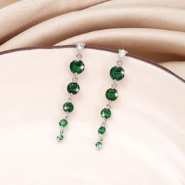Dangle Earrings Fashion Fresh Green Zircon Tassel For Women Luxury Trending Products Temperament Girls Jewellery Wedding Party Gift