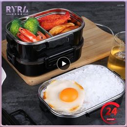 Dinnerware Stainless Steel Sealed Lunch Box Square Double-Layer Fast Plate Student Adult Outdoor High Quality Packed