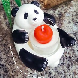 Candle Holders Tealight Candlestick 3D Panda Holder Gypsum Room Decoration And Thoughtful Holiday Crafts Gift