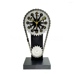 Table Clocks Retro Mechanical Style Chain Gear Clock Home Living Room Bedroom Creative Revolving Metal Desk Decoration Hunging Wall