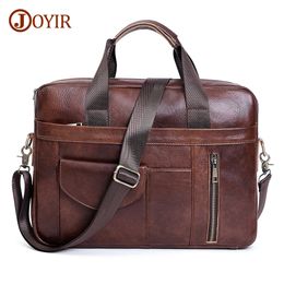 JOYIR Genuine Leather Laptop Briefcase for Men Retro Travel Messenger Bags 156 Inch High Capacity Computer Shoulder Bag 240320