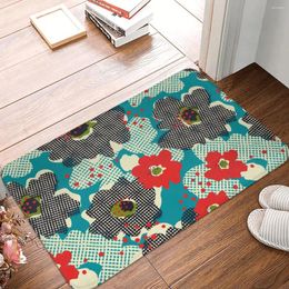 Carpets Anti-Slip Rug Doormat Kitchen Mat Retro Pattern With Flowers Floor Carpet Bedroom Decor
