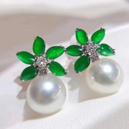 Dangle Earrings Gorgeous 10-11mm South Sea Round White Pearl Earring 925s Silver 925 Jewellery Jade