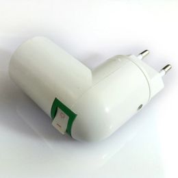 1pcs 90° Elbow Plug EU to E27 Led Light Base European E26 Lamp Holder Converter Socket with Switch White 6A 250V