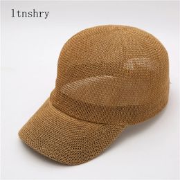 Straw Hat Woman Outdoor Casual Sun Hats Sunscreen Summer Baseball Cap adjustable Fashion Solid Colour Anti-UV cap 240325