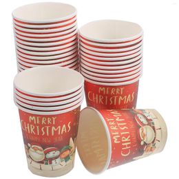 Disposable Cups Straws 32 Pcs Multipurpose Banquet Serving Utensils Holiday Cup Paper Christmas