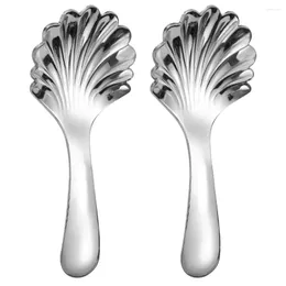 Spoons 2 Pcs Ladle Teaspoon Dessert Stainless Steel Teaspoons Handle Stirring Short