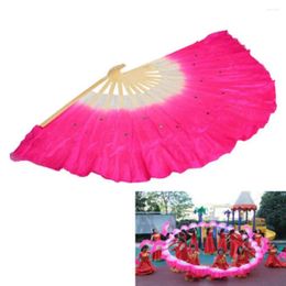 Decorative Figurines Bamboo Rose Silk Veil Chinese Folk Art Party Supplies Belly Dance Fans Yangko Fan Short Bellydance