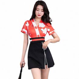 woman Work Clothes Shirt Short Skirt Suit Hotel Waiter Beauty Sal Spa Massage Nail Cafe Foot Bath Technician Overalls Uniform W8Uz#